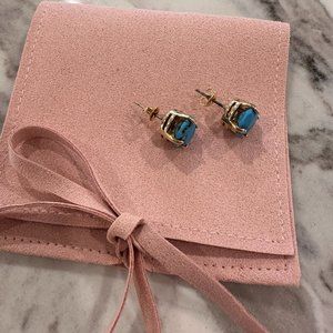 Ann Taylor Stud Earrings gold tone turquoise color stone.Like New Condition.